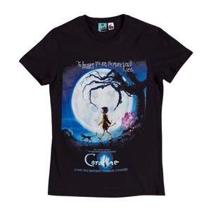 Coraline Womens/Ladies Movie Poster Fitted T-Shirt / Black